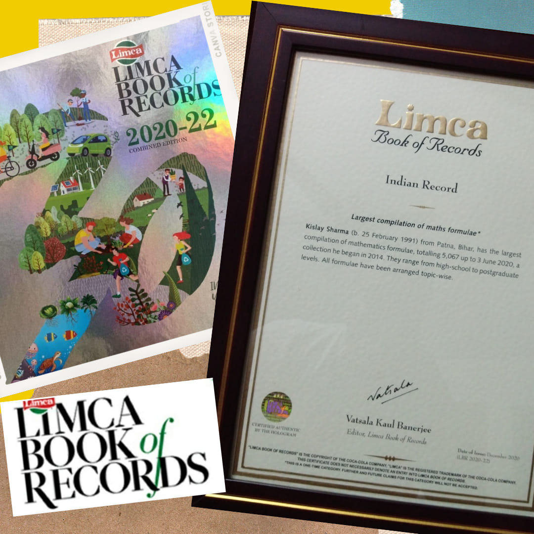 Kislay creates Limca Book of World Record for the first time with 5067 maths formulas