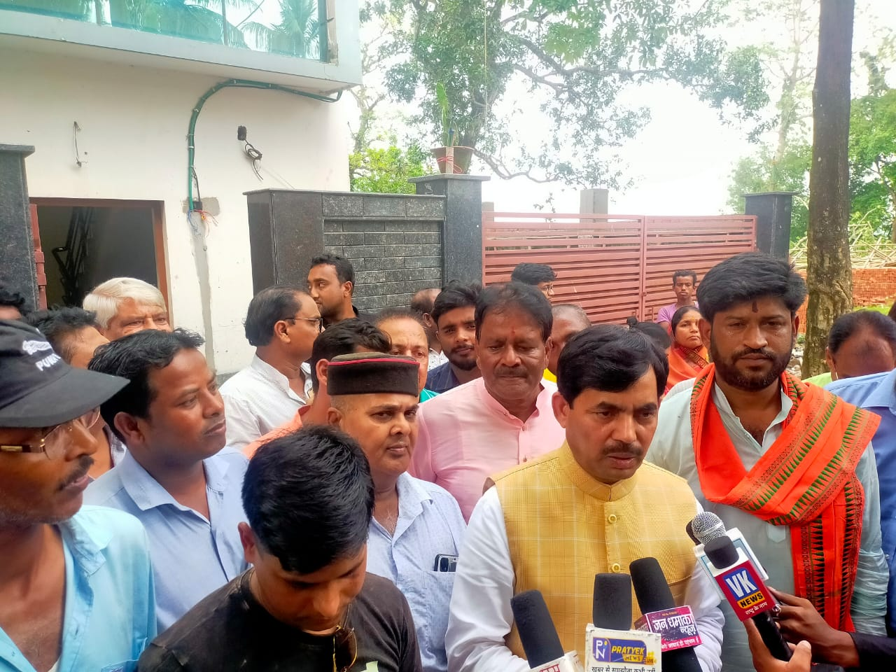 Industries Minister Syed Shahnawaz Hussain interacting with the media