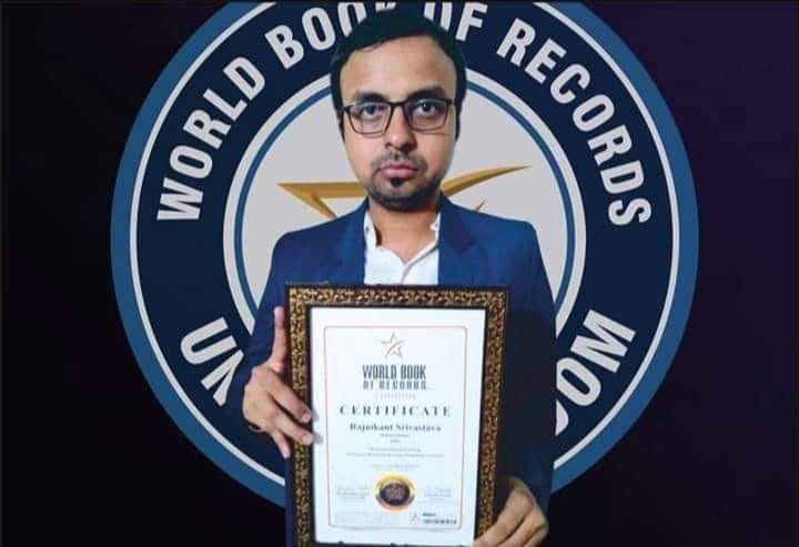 RK Srivastava with the World Book Records of London Award