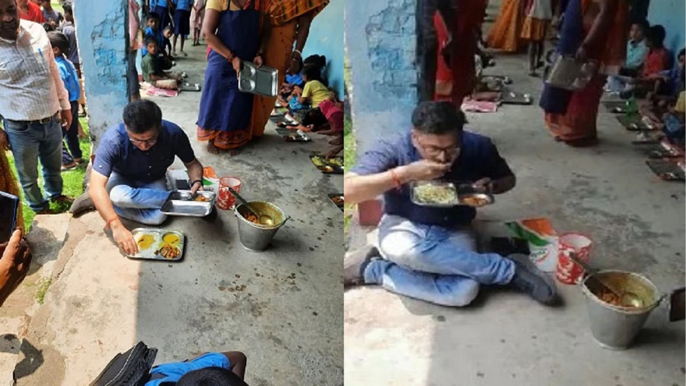 Unique Style Of Katihar Dm Who Sat On The Ground In The School Having Food