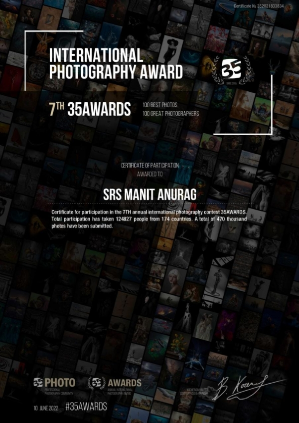 Bihars Manit Anurag awarded 7th 35 Awards Certificate in International Photography Awards