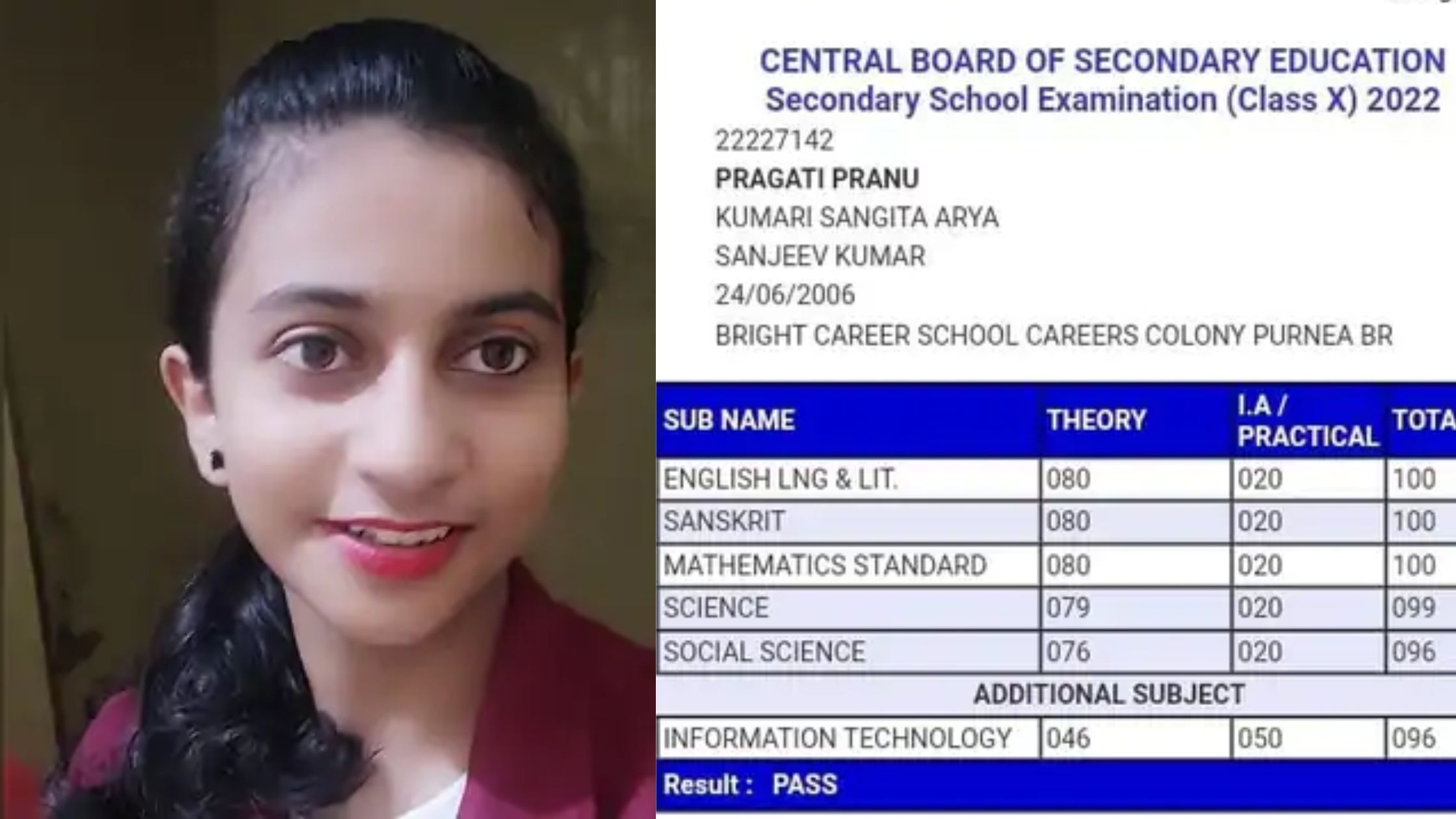 farmer daughter pragati scored 99 percent marks in cbse 10th