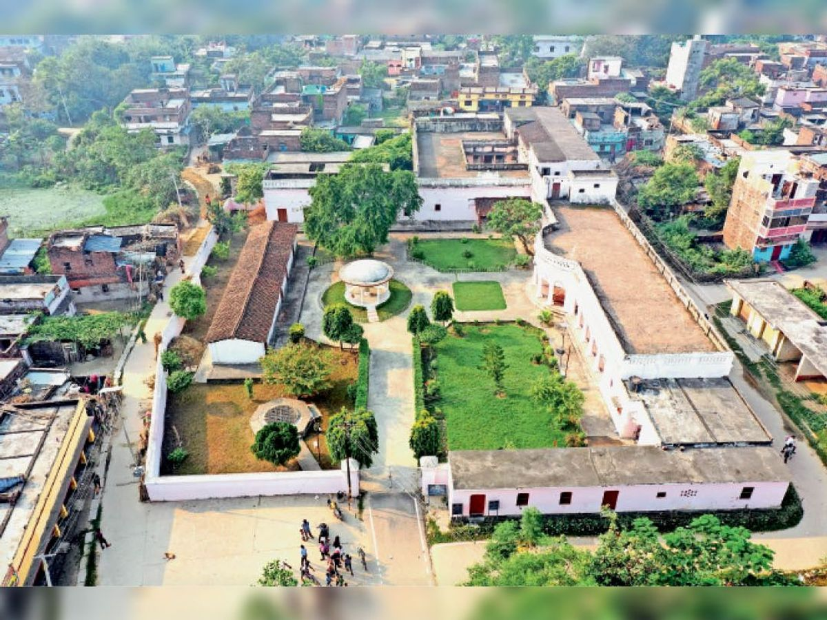 The village and his residence of the countrys first President Dr. Rajendra Prasad in this picture taken from the drone