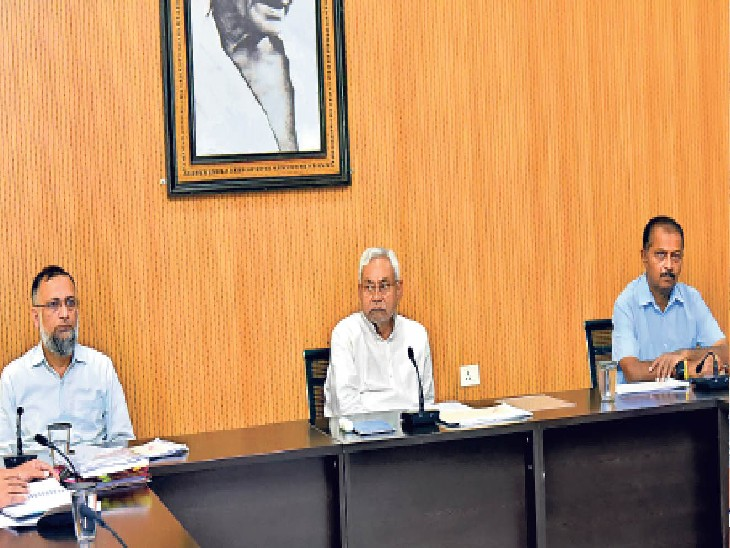 Chief Minister Nitish Kumar attending the review meeting