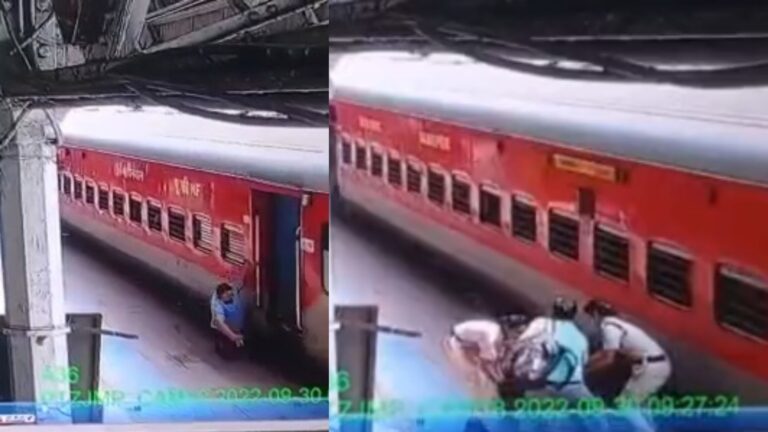 महिला सिपाहियों ने बचाई ट्रैन पर चढ़ते वक़्त फिसल पड़े यात्री की जान, देखे वीडियो