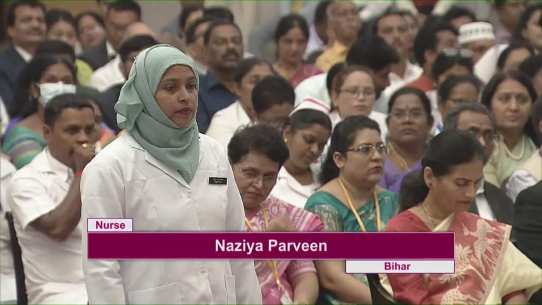 Nurse Nazia Parveen conferred with Florence Nightingale Award by President Draupadi Murmu