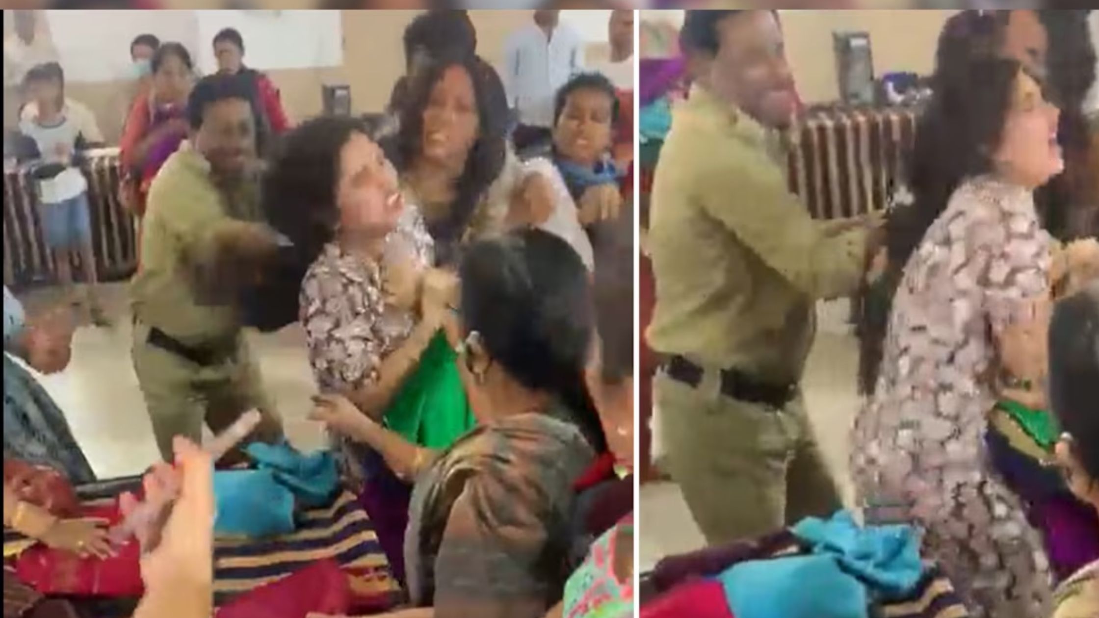 Two women fight over a saree